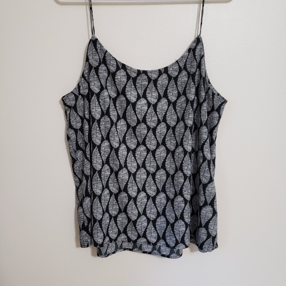 Black White Print spaghetti Strapped Top XXL